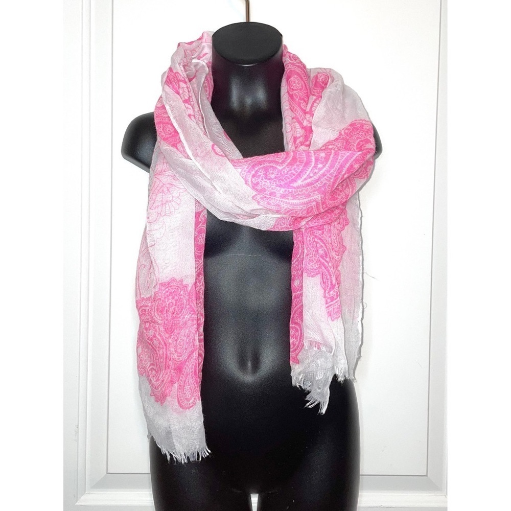 Pink and white scarf